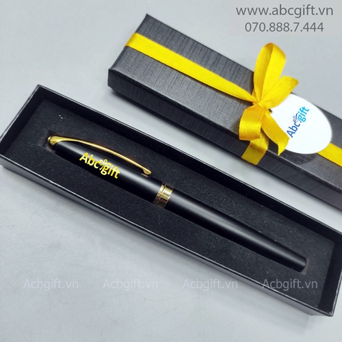 Bộ quà tặng – Giftset Bút bi kim loại đen viền vàng